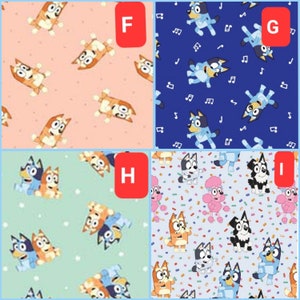 New! Disney Junior from Springs Creative Bluey and Bingo Goodnight Bluey and Family Logo Toss Cotton Fabric 100% cotton