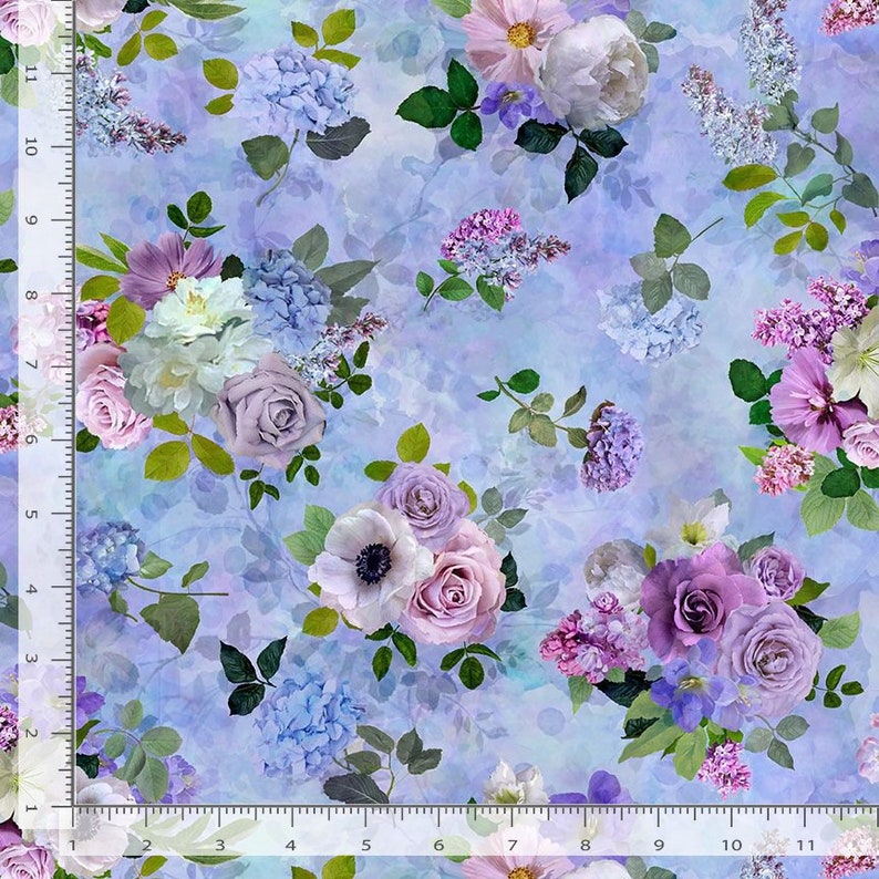 Timeless Treasures Tossed Floral Bouquet Fleur-cd2369 Blue 100% Cotton ...
