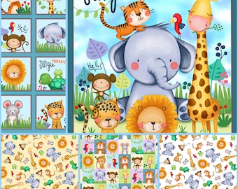 Jungle Paradise collection 36" panel 22" blocks with coordinates from Michael Miller 100% cotton fabric