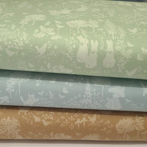 Peter Rabbit™ and Benjamin Bunny™ Tonal Garden Green Blue  Tan C17251 from Riley Blake 100% cotton fabric