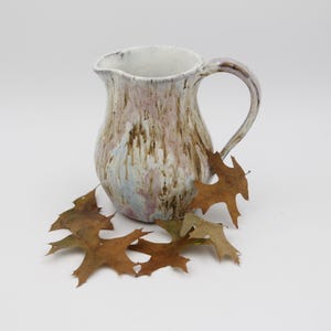 Ceramic Pot‑Bellied Pitcher with Earthy Drippy Glazes — 16 oz Capacity