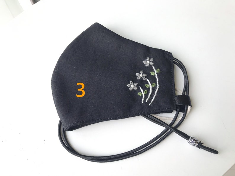 Premium black Flower face mask with neck strap adjustable Etsy