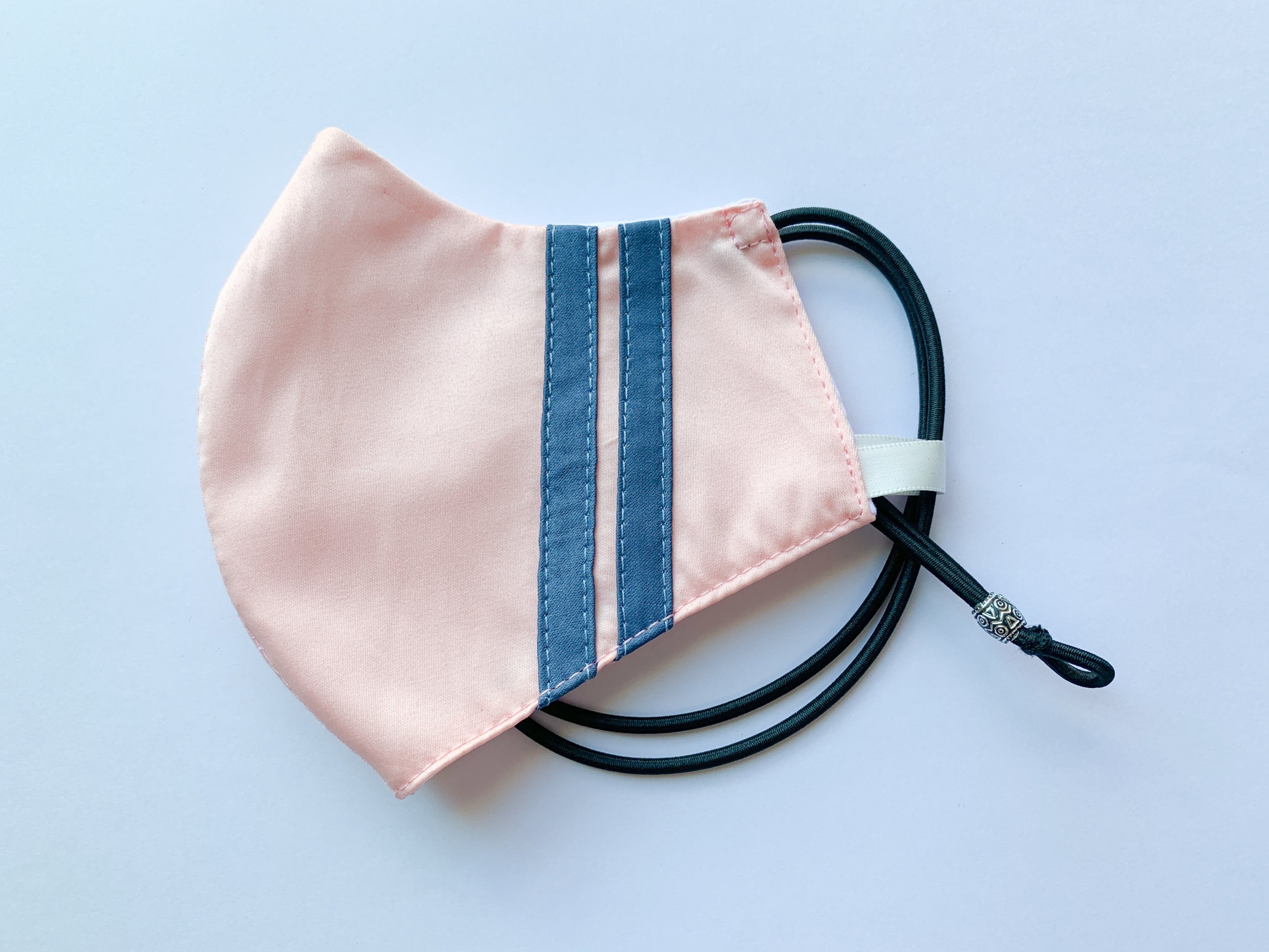Premium Silk touch double stripe face mask with neck strap Etsy