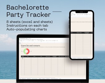 Bachelorette Party Spreadsheet & Tracker. Digital Download for Excel and Sheets. Budget, Guest List, To Do, Ideas, Itinerary, Bride Survey