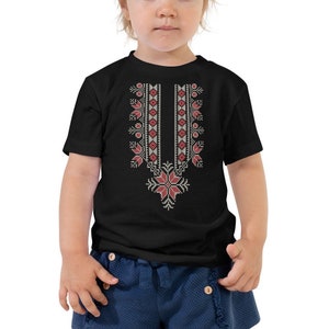 Palestinian Realistic Embroidery Customized Toddler T-shirt - Palestine Traditional Tatreez Cross Stitch Pattern14 Vivid Printed Girls Shirt