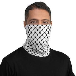 Palestinian Arabic Kufiya Personalized Neck Gaiter, Traditional Hatta Keffiyeh Face Covering, Palestine Freedom Customized Face Mask