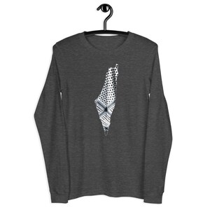 Palestina Kufiya Hatta Mapa Camisa unisex de manga larga personalizada - Palestina Patrón tradicional Keffiyeh Símbolo de resistencia y libertad