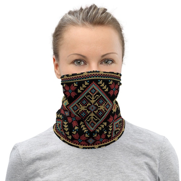 Ukrainian Folk Realistic Embroidery Pattern Personalized Neck Gaiter Vivid Print Customizable Face Mask Headband Bandana Face Covering