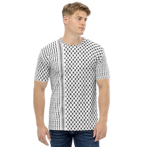 Free Palestine Shirt Hatta Kufiya Pattern Personalized Men&#39;s T-shirt Palestinian Resistance Arabic Keffiyeh Custom Short Sleeve Graphic Tee