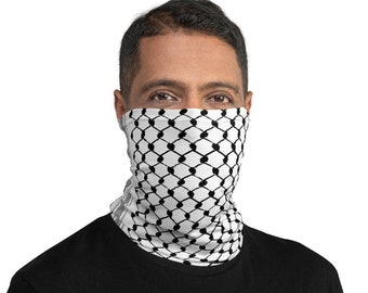 Palestinian Arabic Kufiya Personalized Neck Gaiter, Traditional Hatta Keffiyeh Face Covering, Palestine Freedom Customized Face Mask