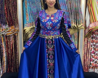 Embroidered Palestinian Maxi Dress: Traditional Tatreez Occasional Thoub