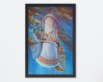 Jerusalem Women Framed Poster: Palestinian Resistance Art, Arabic Drawing Home Decor