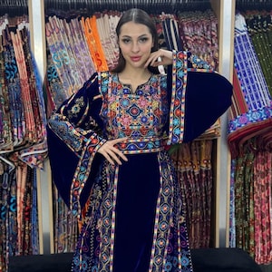 Nisreen Palestinian Tatreez Long Dress Top Quality Royal Jordanian Occasional Maxi Embroidered Cross Stitching Art Bridal Kaftan Thobe