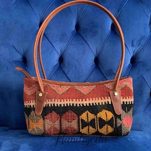 Bolso Kilim turco hecho a mano Lucy, bolso bohemio vintage tejido a mano, bolso colorido tradicional, bolso bohemio con estilo, la mejor idea de regalo para ella