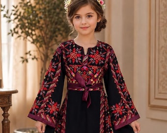 Embroidered Girl’s Dress – Palestinian Tatreez Flower Girl Henna Thobe