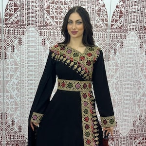 Shaymaa - Tatreez Thobe palestino bordado: Abaya árabe para ocasiones especiales en Eid