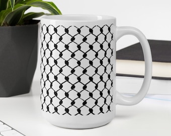 Personalized Kufiya Pattern Mug, Palestinian Keffiyeh Gift