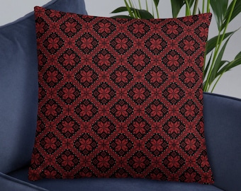 Palestinian Embroidery Pattern Custom Decorative Pillow - Palestine Arabic Tatreez Vivd Print Personalized Throw Pillow