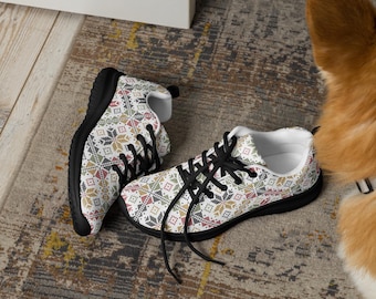 Palestinian Tatreez Embroidery Athletic Shoes: Colorful Arabic Art Women Gym Runners