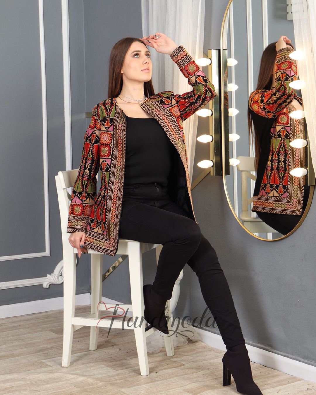 Royal Palestinian Jordanian Tatreez Women s Jacket Colorful