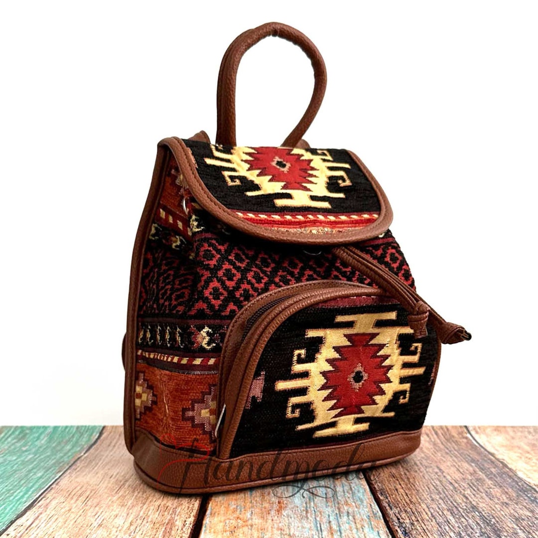 Textiles Backpack Handwoven Textile Backpack: Small Bohemian Travel Bag - Etsy