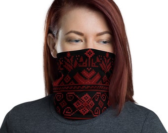 Palestinian Tatreez Neck Gaiter, Customizable Embroidery Design Print Face Mask