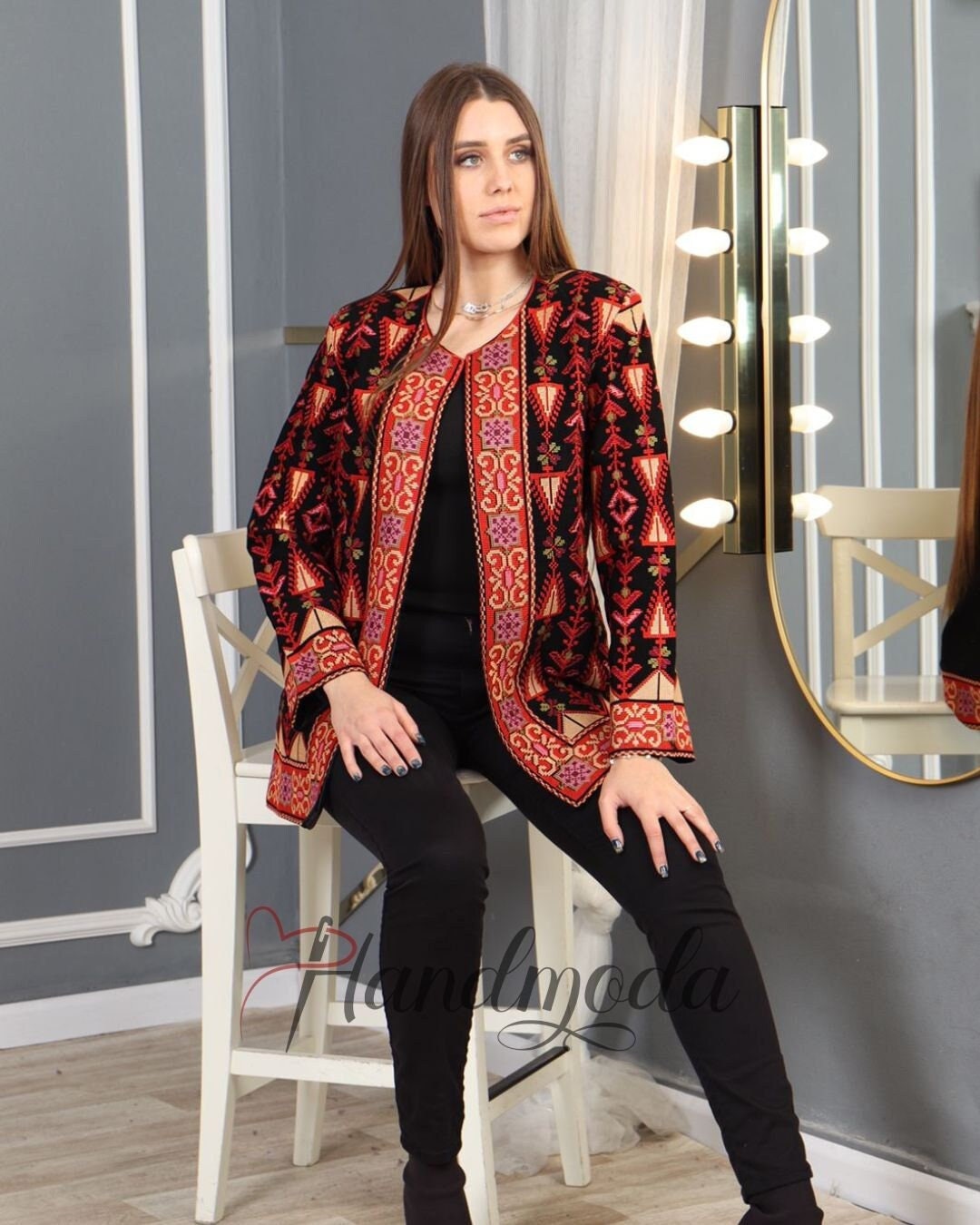Bisan Palestinian Jordanian Tatreez Women's Jacket - Colorful ...