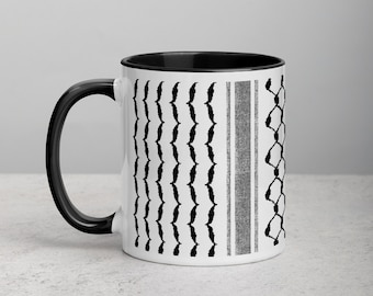 Palestinian Kufiya Pattern Coffee Mug - Personalized Hatta Keffiyeh Gift