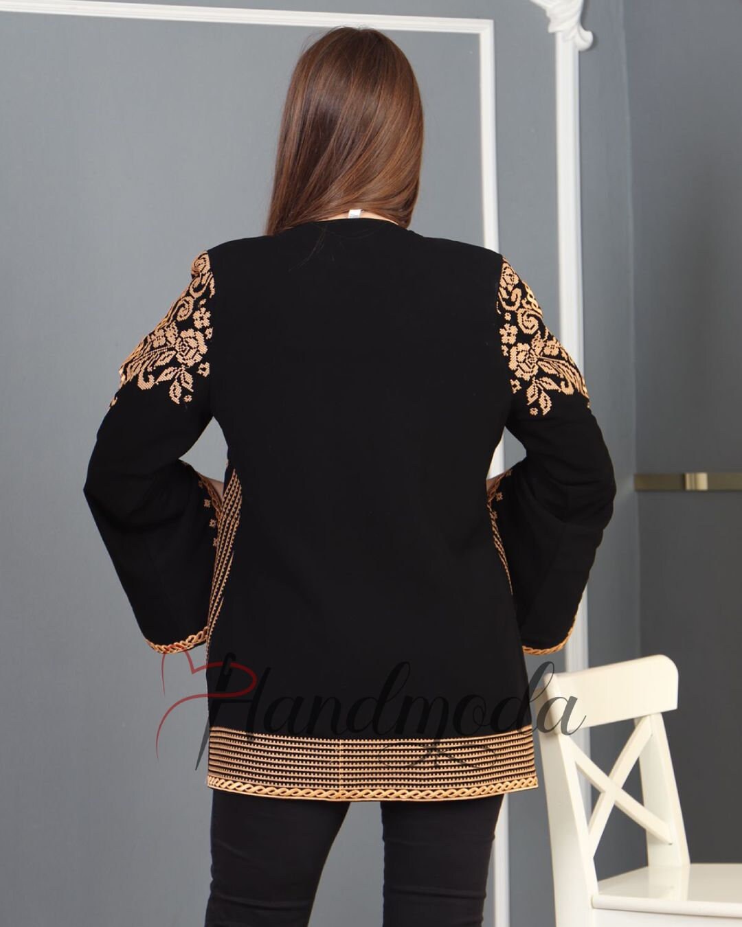 Jenin Palestinian Jordanian Embroidery Blazer, Traditional Tatreez 