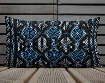 Cuscino Tatreez palestinese: ricamo tradizionale arabo con stampa vivida, decorazione per la casa