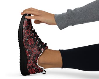 Palestinian Tatreez Athletic Shoes: Arabic Embroidery Art Gym Runners