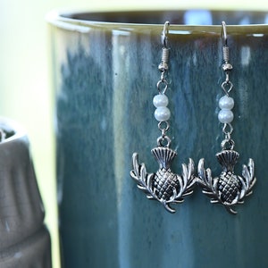 Outlander Inspired Scottish Thistle Earrings, Charm Earrings, Scottish Earrings, Silver Earrings, Scotland Gifts, Scottish Handmade Gift