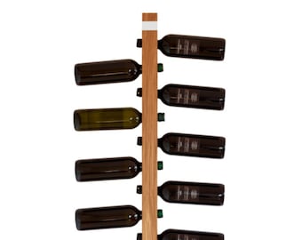 WEINREGALO Oak | The design wall wine rack/bottle rack made of wood (11 bottles, 100x5x5cm) wine bottle holder