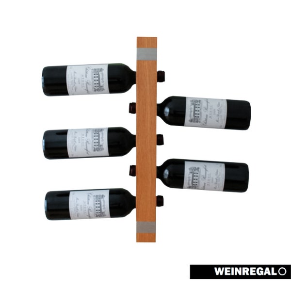 WINEREGALO Mini - Oak | The Modern Design Wooden Wine Shelf/Bottle Shelf for your Wall (Bottle Shelf for 5 Wine Bottles, 52x5x5cm)