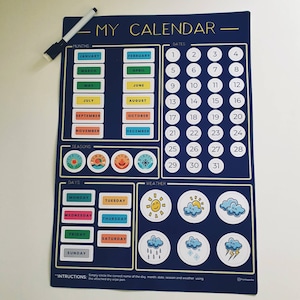 A3 Kinderkalender Ewiger Kalender Lernposter Homeschool Dekor Kleinkindkalender Wischkalender Weihnachten Kinder Geschenk Montessori