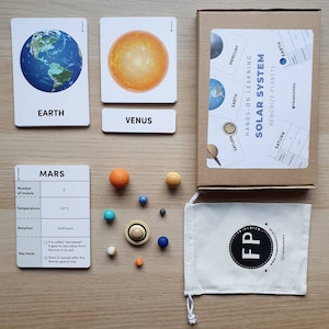 Sistema solar com figuras Materiais educacionais Livro de atividades Sistema solar para crianças Cartões Montessori Aprendizagem de planetas em casa Cartão de 3 partes