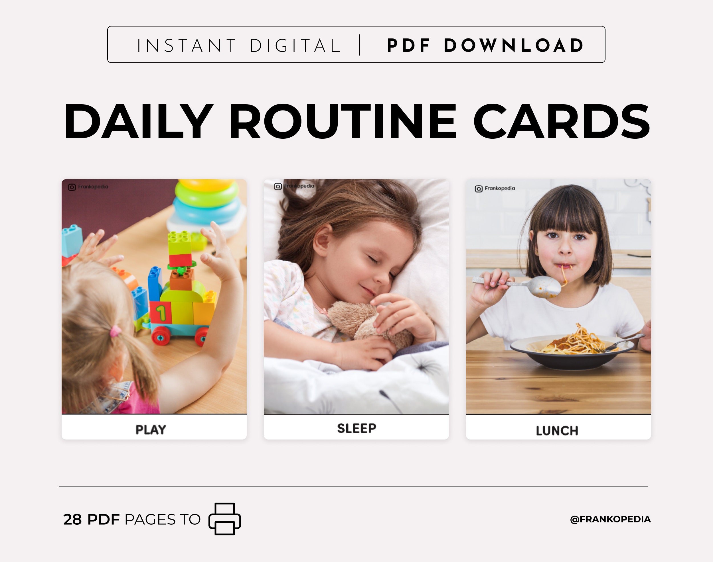 Daily routine flashcards for kids