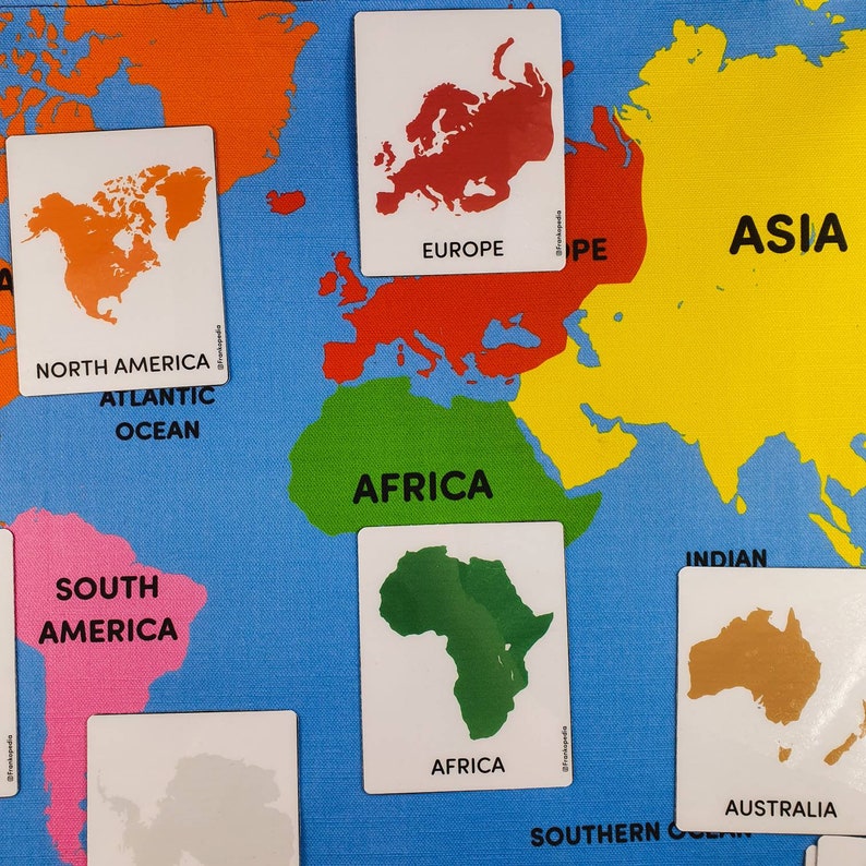 Montessori World Continents Map Montessori World Map for - Etsy