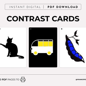 Baby sensory high contrast cards printable, white & black newborn, sensory toys, infant stimulation flashcards, PDF, DIGITAL DOWNLOAD