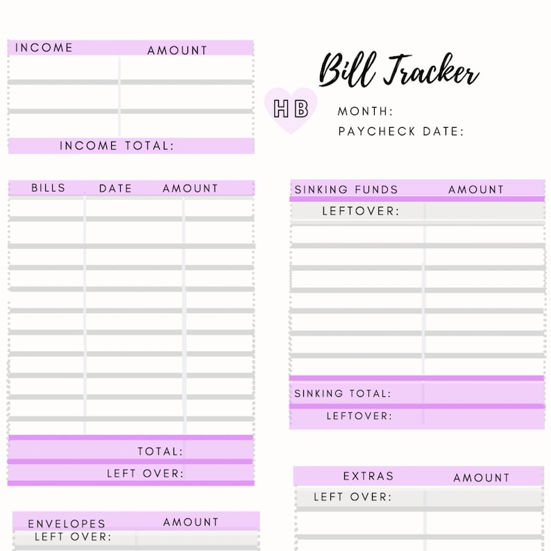 The Paycheck Bill Tracker Free Printable