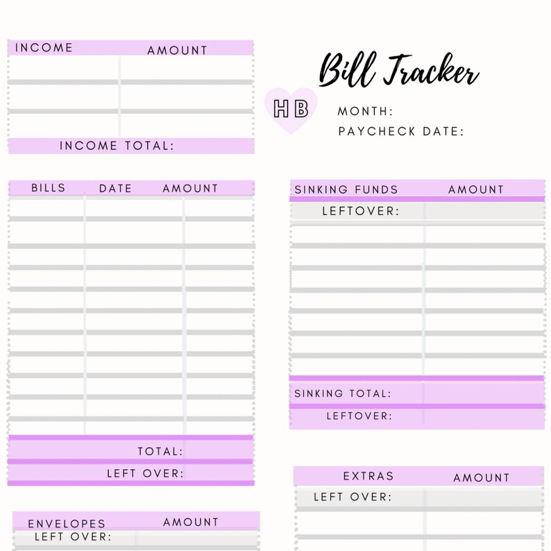 A5 Bill Tracker Printable | Etsy