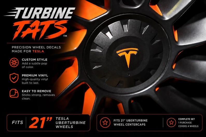 Turbine Tats center cap decal set for Uberturbine wheels