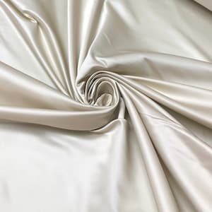 Fabric: Champagne Silk Rayon Satin Bridal Dress material in white color, 46" Wide