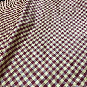 Beautiful yellow and red check, jacquard silk shantung fabric, Sold by the yard.