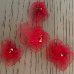 Appliqué: Fabric Tulle Flowers (Set of 4)