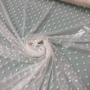 White Polka Dot Lace Tulle Fabric - 54&quot; Wide