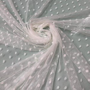 Scarf: White Polka Dot Mesh