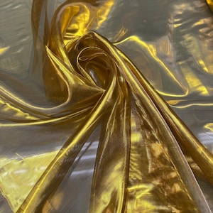 24K Gold Sheer Lame Fabric - Soft 60&quot; Wide, Sold by the Yard
