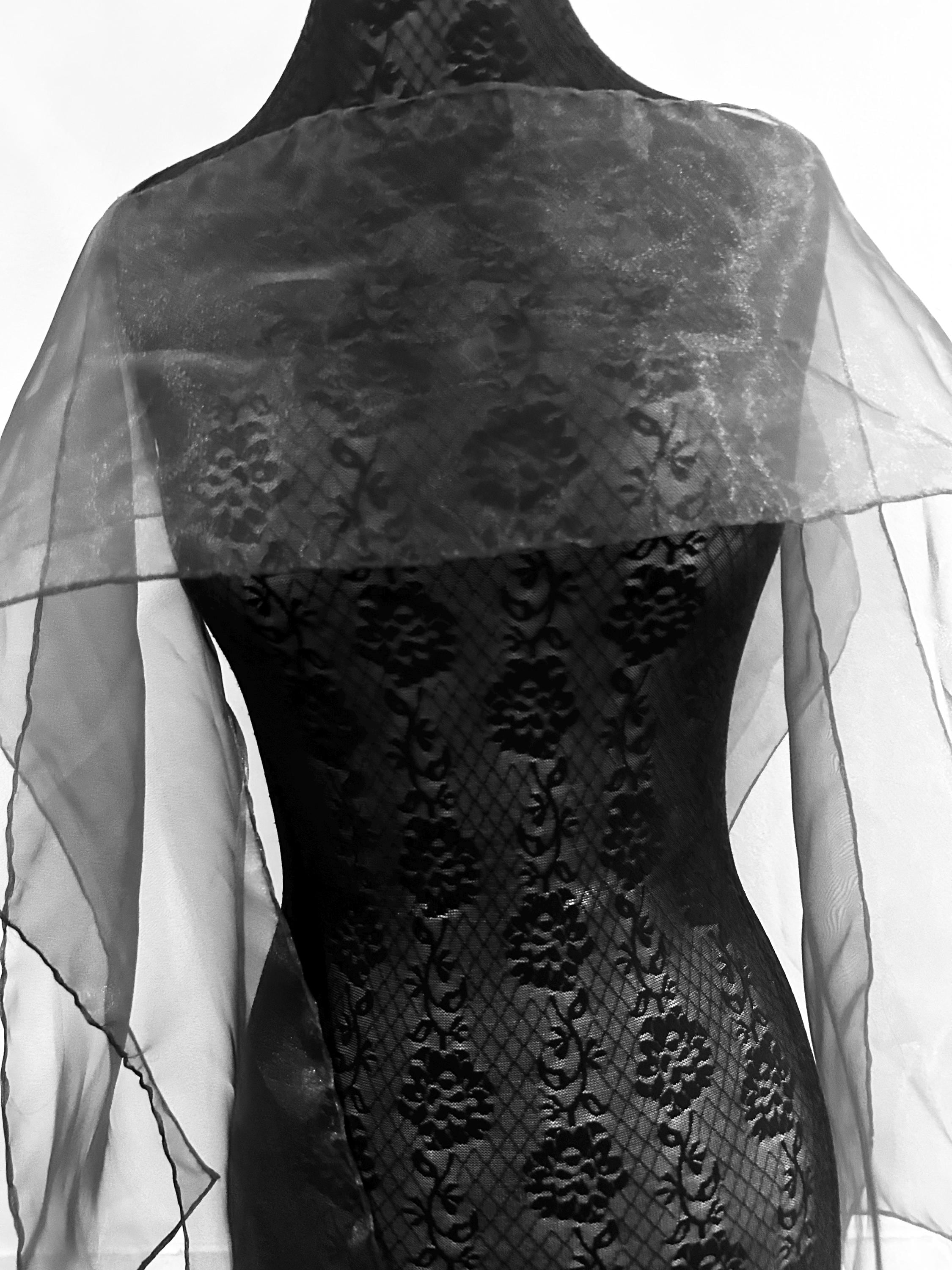 black dress cover up formal Long Sleeve Beaded Fringe Evening Gown main image 0