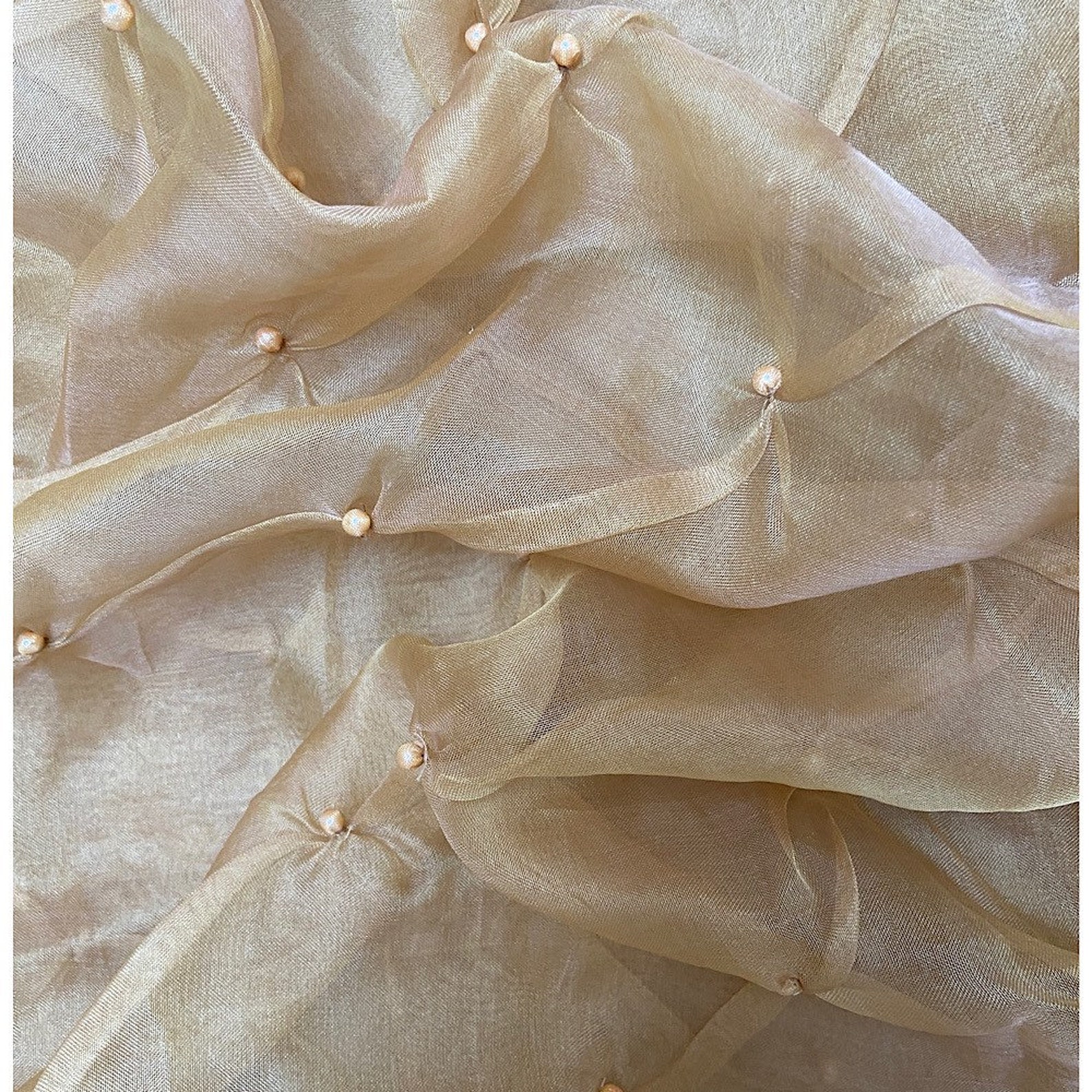 Pleated Organza Fabric with Beads Etsy